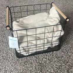 Wire Natural Wood Handles Milk Crate Storage Bin