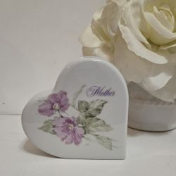 Vintage Napco Japan Heart Shaped Bone China "Mother" Bud Vase