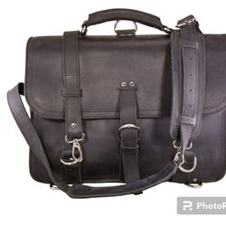 Sturdy hand made genuine leather briefcase motorcycle bag messenger black
*price  Is  Firm*