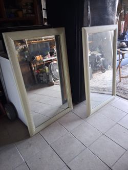 Set of 2 White Ribbed Frame Wall Mirrors...30 X 48..