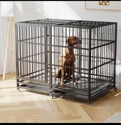 54” Heavy Duty Metal Dog Crate with Wheels