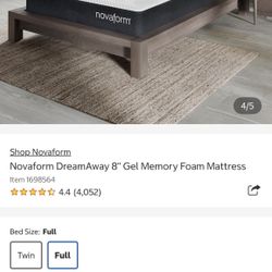 Novaform DreamAway 8" Gel Memory Foam Mattress.