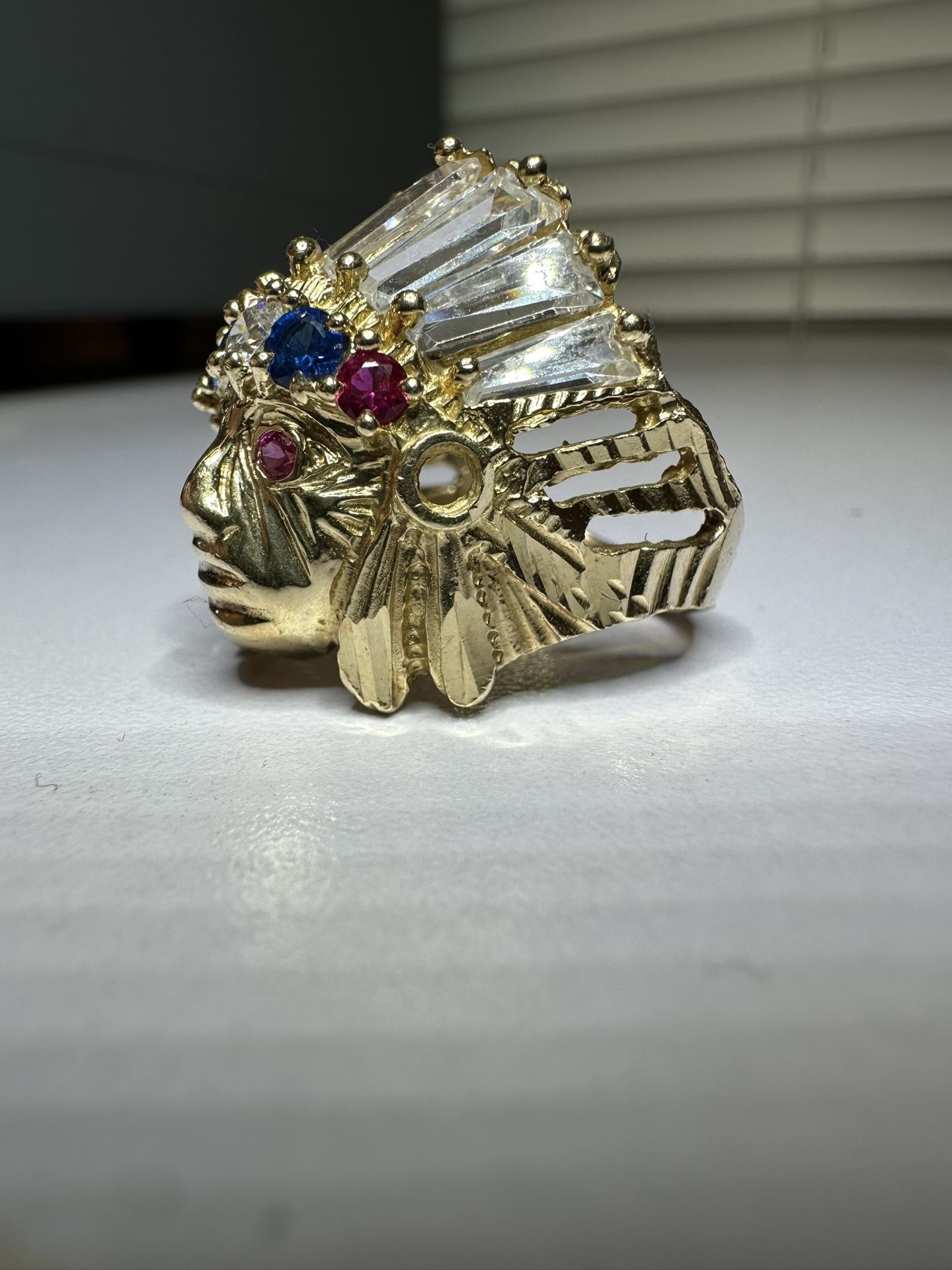 14kt Solid Gold Native American Chief Ring