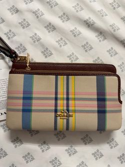 Coach Wristlet Wallet Rainbow Plaid
