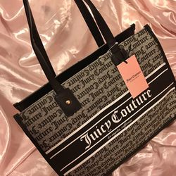 JUICY COUTURE Black Beige Fashionista  Tote Bag