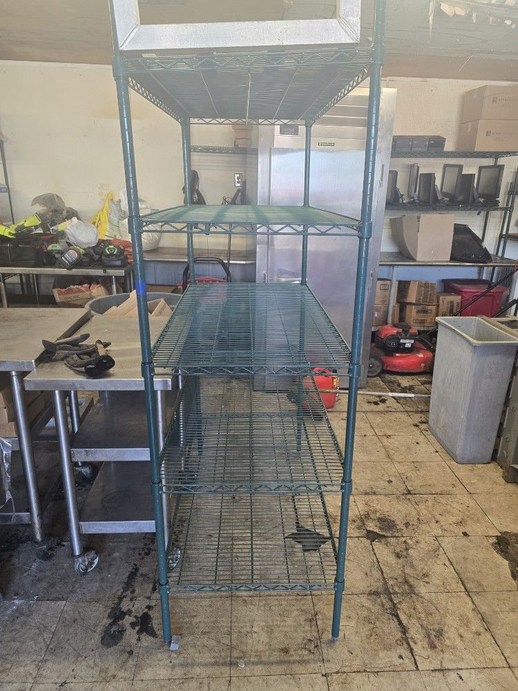 Wire Shelves. Green Metro
