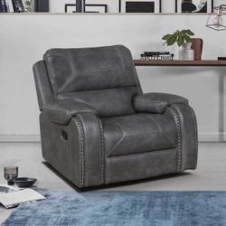 2 - Gray Manual Swivel Glider Recliner