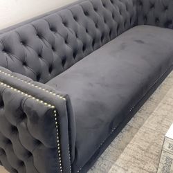 Black Velvet Sofa