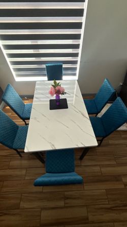 Modern Dining Room Table and Chairs Set for 6, 7-Piece