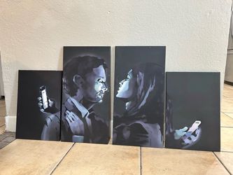 Banksy-Style 4-Panel Canvas Art Set