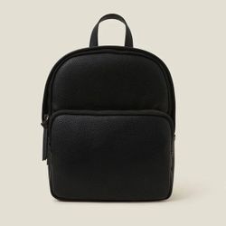 Accessorize Small Plain Faux Leather Backpack Black