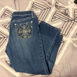 Embellished Cross Pocket Denim Jeans