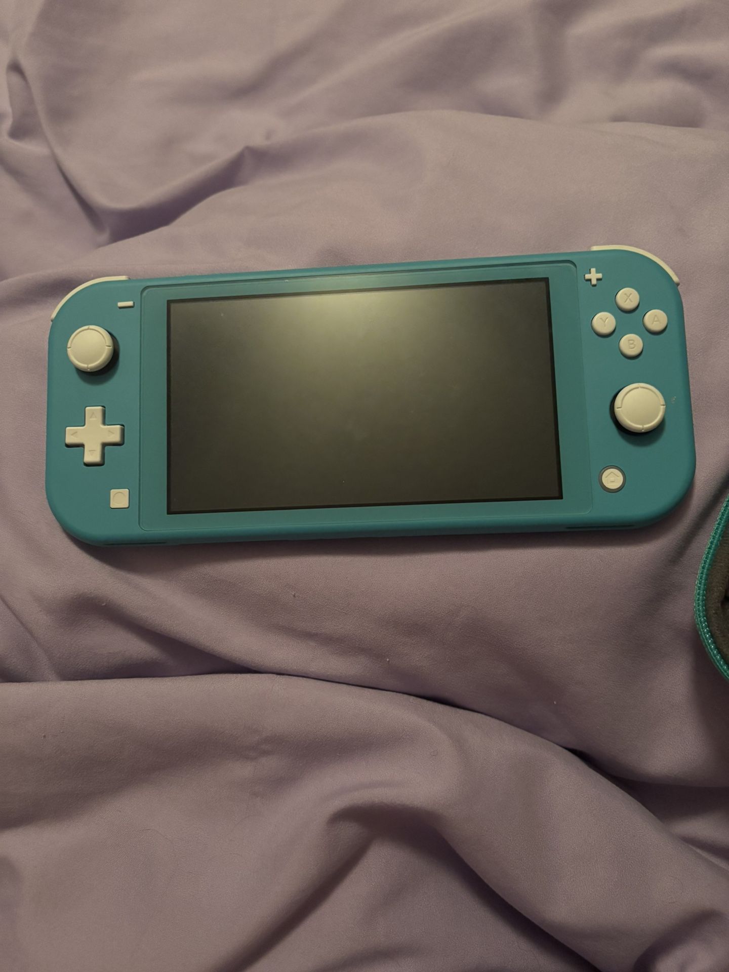 Teal Nintendo Switch Lite w/ matching animal crossing case & animal crossing game
