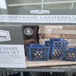 Stoneware Lanterns (set of 3). 