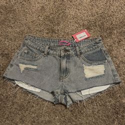 Edikted Blue Denim Jean Shorts Size S