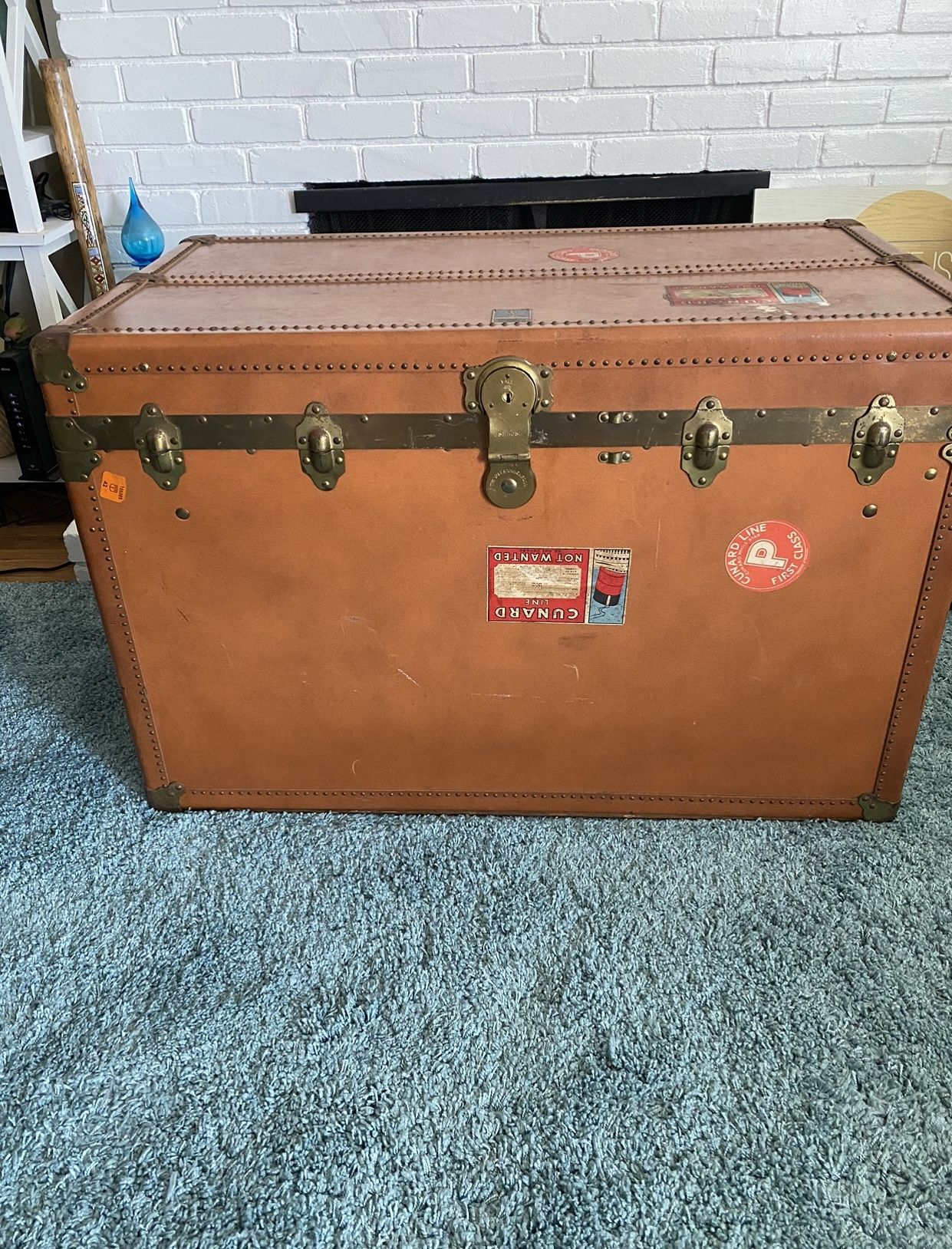 Antique Leather Oshkosh Steamer Trunk
