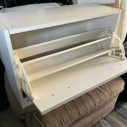 White Wooden Storage Organizer For Shoes And Heels