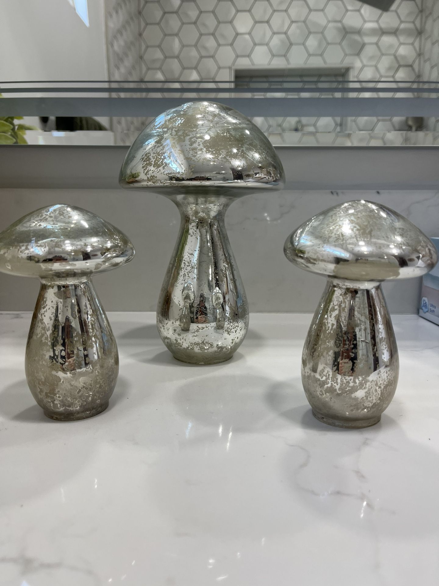 West Elm Mercury Glass Mushrooms