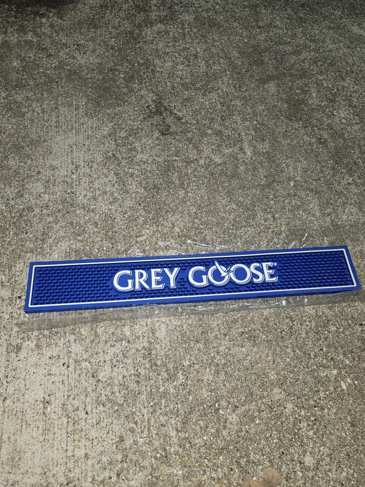 Grey Goose Bar Mat 23.25”x3.5” Blue Mat With White Grey Goose Logo