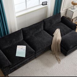 BLACK VELVET CLOUD COUCH 