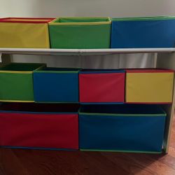 Colorful Kids Toy Organizer With 9 Storage Bins