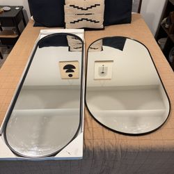Oval/Round Black Mirrors - Two Mirrors