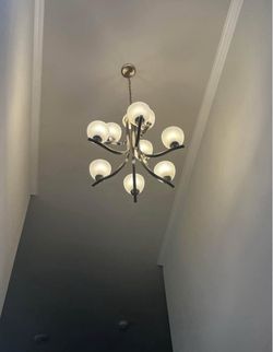 9- light 2-Tiered Brushed Nickel Chandelier