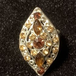 Adjustable Colored Rhinestone- Filled Marquis Shaped Cocktail Ring