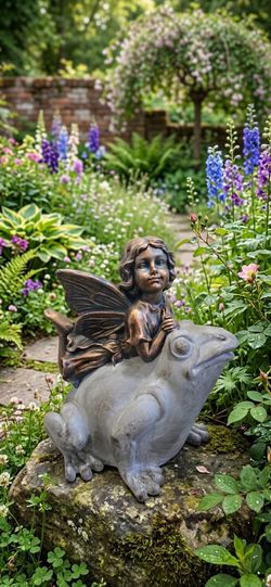 Bronze Fairy on a Frog Decor 🧚♀️ 🐸
