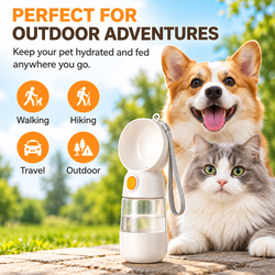 2-in-1 Pet Water Bottle & Food Container for Dogs & Cats