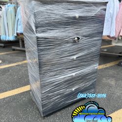 New Black Wooden Five Drawer Chest Dresser Fully Assembled 