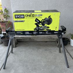 RYOBI ONE+ HP 18V Brushless Cordless 10 in. Sliding Compound Miter Saw Kit with 4.0 Ah Battery, Charger, and Miter Saw Stand