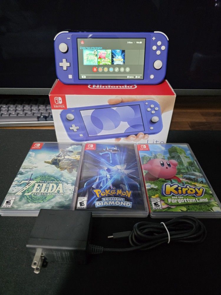 Nintendo Switch Lite (Blue) + 3 Games