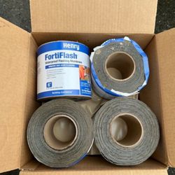 Henry Forty flash. Flashing Tape For Windows / Doors. New. Total 8 Rolls Size 4x75. 10 Rolls 6x75. 2 Rolls 9x75. Each $15. (Size 9x75 For $25)