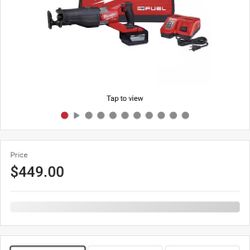 Milwaukee Sawzall With Battery $200