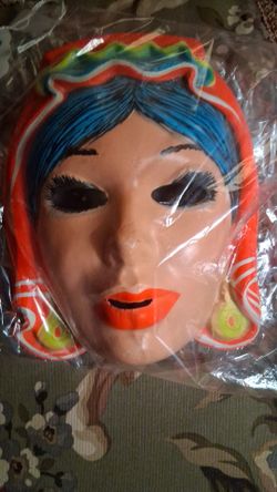 Vintage Halloween child plastic mask Gypsy
