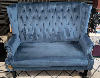 Blue Suede Loveseat & Bench !Priced To Sell!