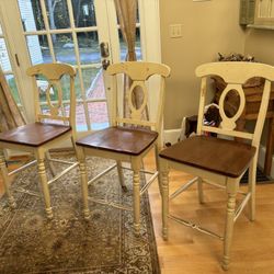 3 Wood Stools - Counter Height