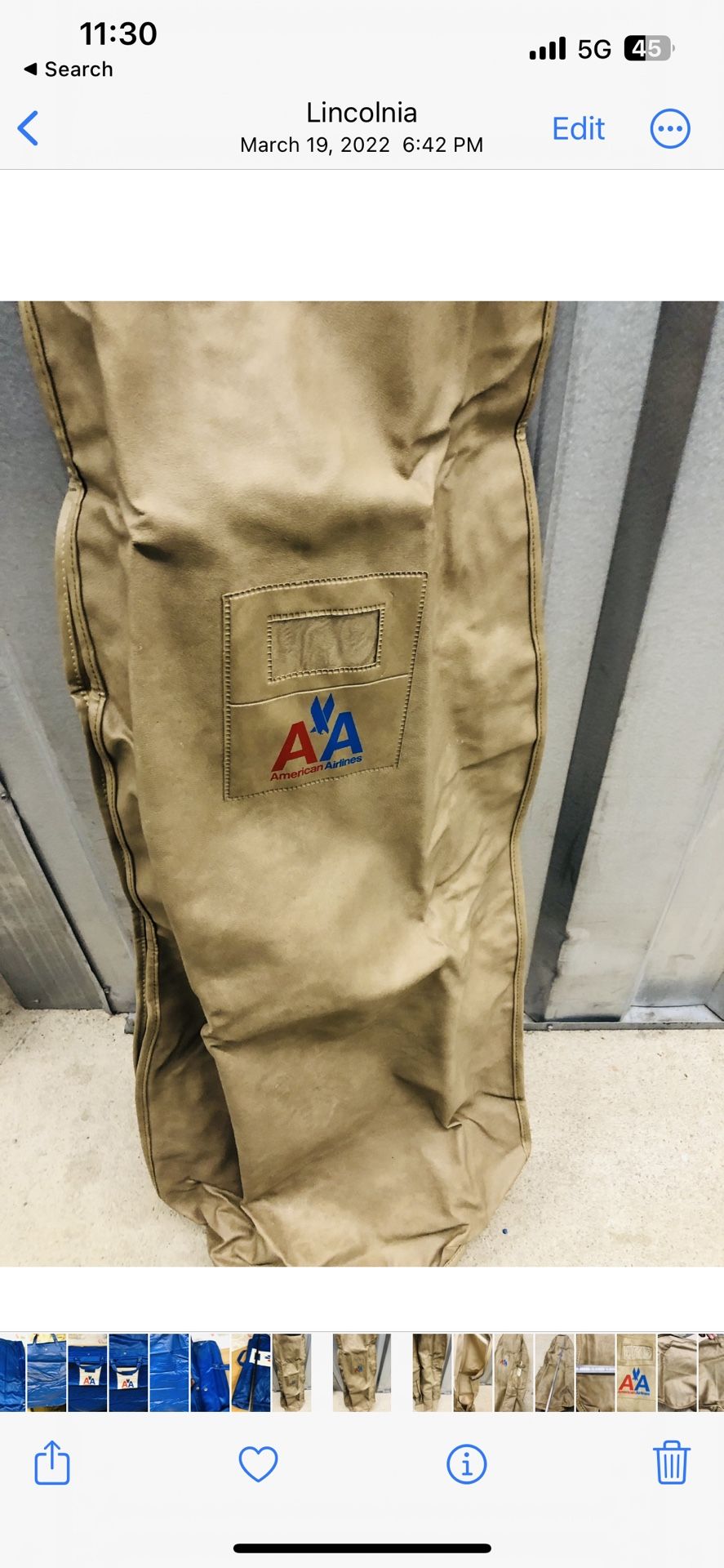 Large Vintage American Airlines Leather Travel Hunting Bags