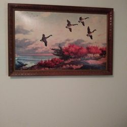 VINTAGE PICTURE GEESE IN FLIGHT