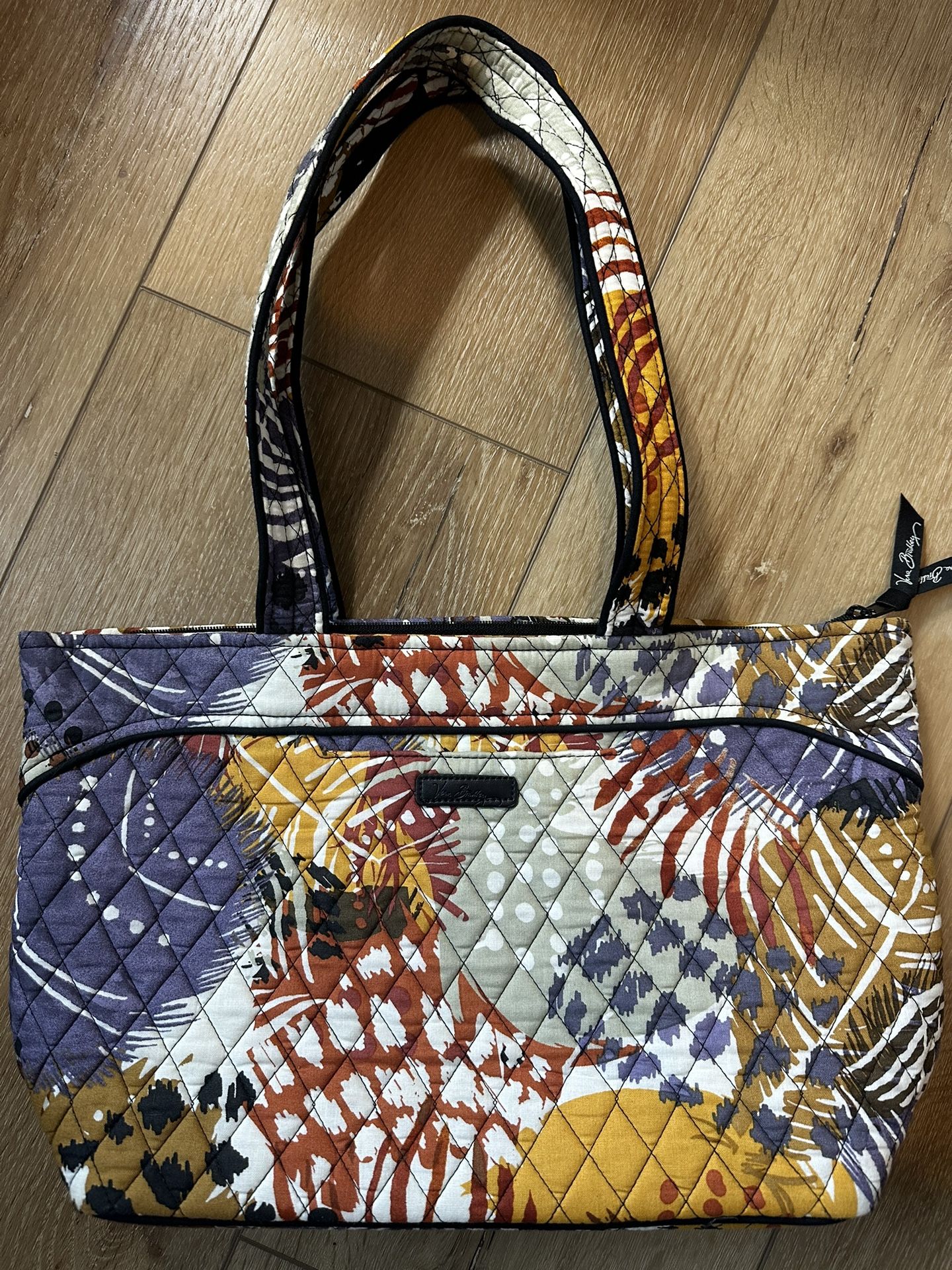 Vera Bradley Large Painted Feathers Tote Shoulder Bag Purse Retired