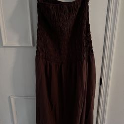 Brown Strapless Long Dress