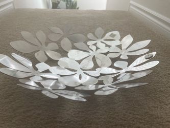IKEA Bowl Stockholm Stainless Steel Monika Mulder Design Floral Leaf Centerpiece