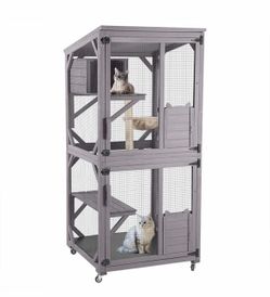 Outdoor Cat Catio AIR22, Cat House for 2–3 Cats, Connects to Window or Cat Door