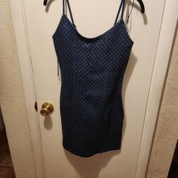 Womans Small Blashe Brand Denim And Rhinestone Dress