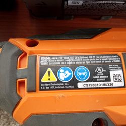 Ridged  Drill /. Angel Grinder/ Charger 2 18 V Bats/ 2 Octane Battery