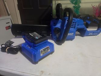 Kobalt chain saw with charger and battery