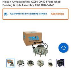 Front Driver Or Passenger Wheel Bearing & Hub Assembly For Infiniti QX56 QX80 BHA54143