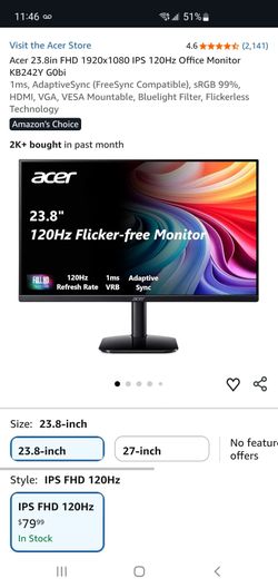 Acer KA24Y 23.8inch 1080p 120hz