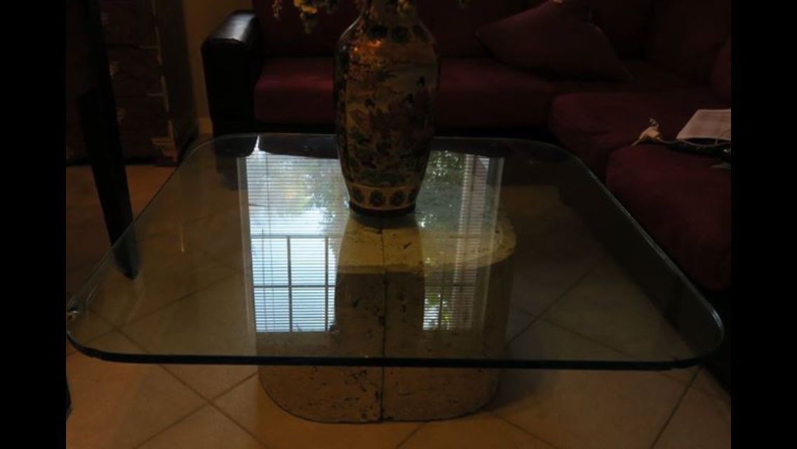 Beautiful Stone Glass Top Coffee Table